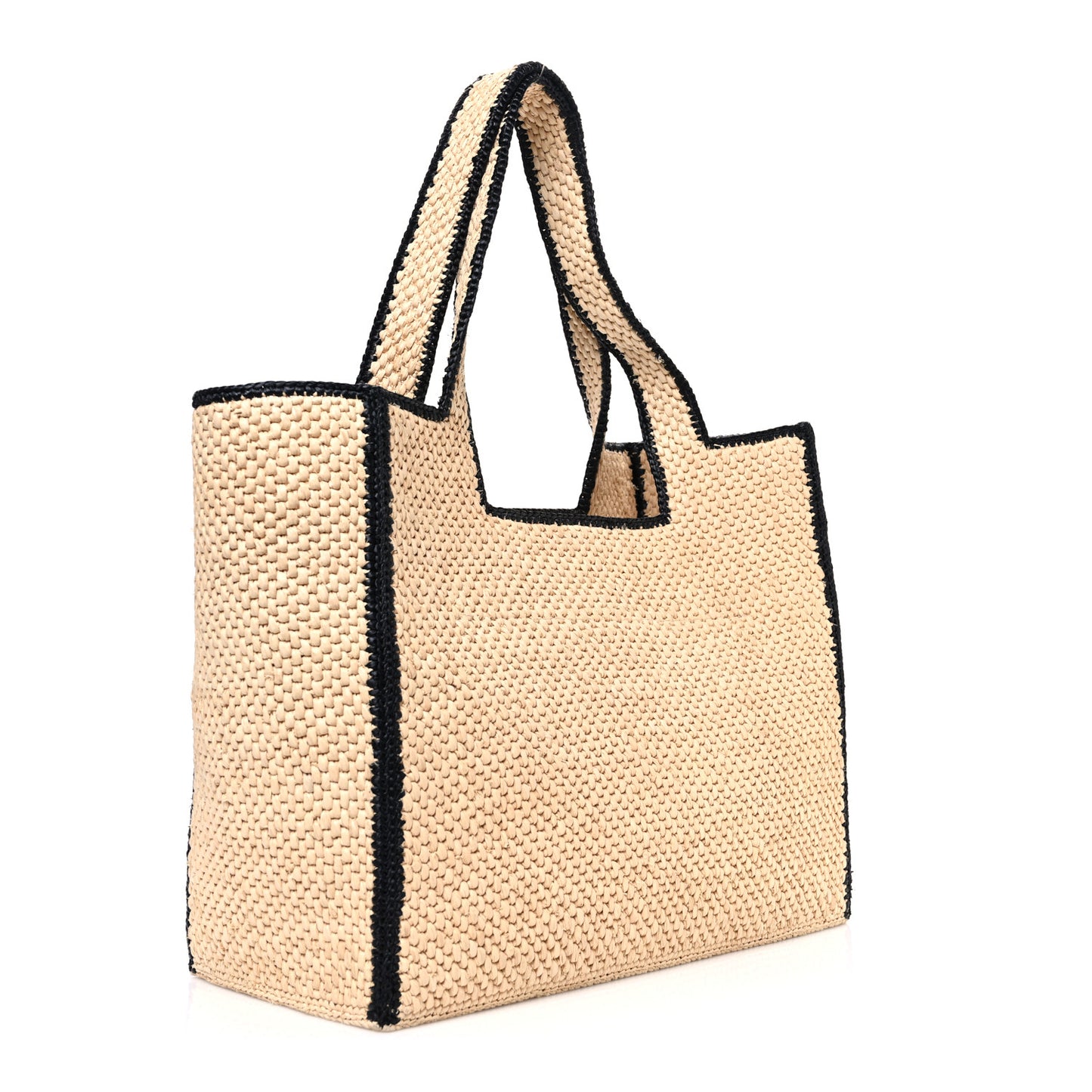 Raffia Large Paula's Ibiza Logo Tote Natural Tan