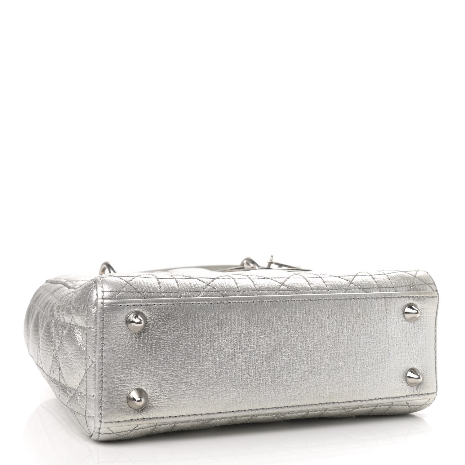Christian Dior Metallic Grained Calfskin Cannage Small Lucky Badges My Lady Dior Silver 4 of 10