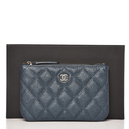 Chanel Metallic Caviar Quilted Small Cosmetic Case Dark Blue 8 of 8