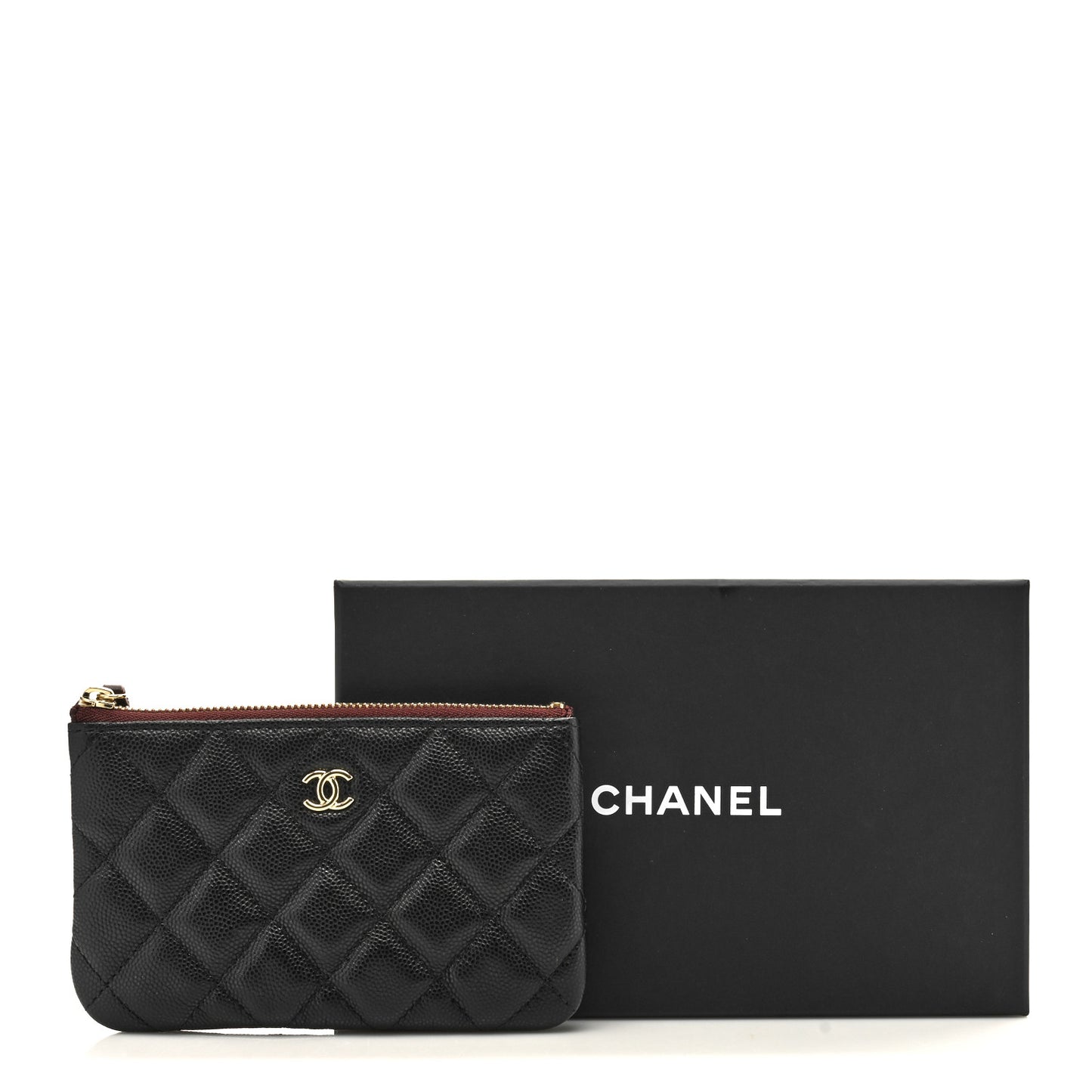 Caviar Quilted Small Cosmetic Case Black