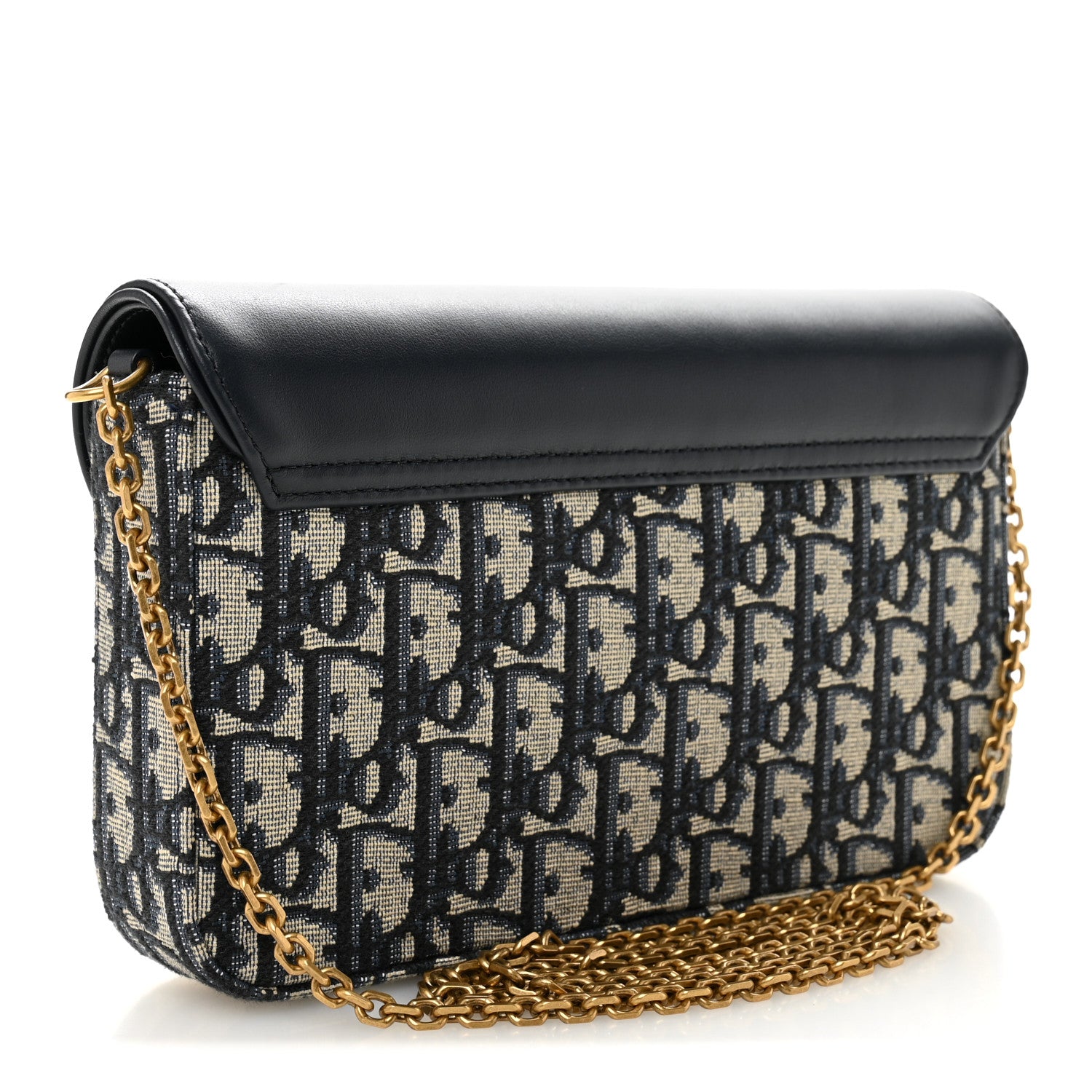Christian Dior Oblique Smooth Calfskin Medium Saddle Pouch With Chain Blue 3 of 11