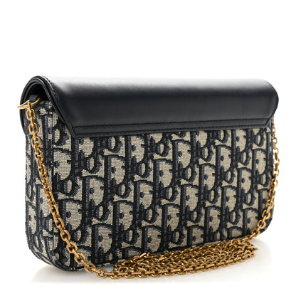 Christian Dior Oblique Smooth Calfskin Medium Saddle Pouch With Chain Blue 3 of 11