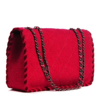 Chanel Fancy Felt Flap Dark Pink 3 of 8