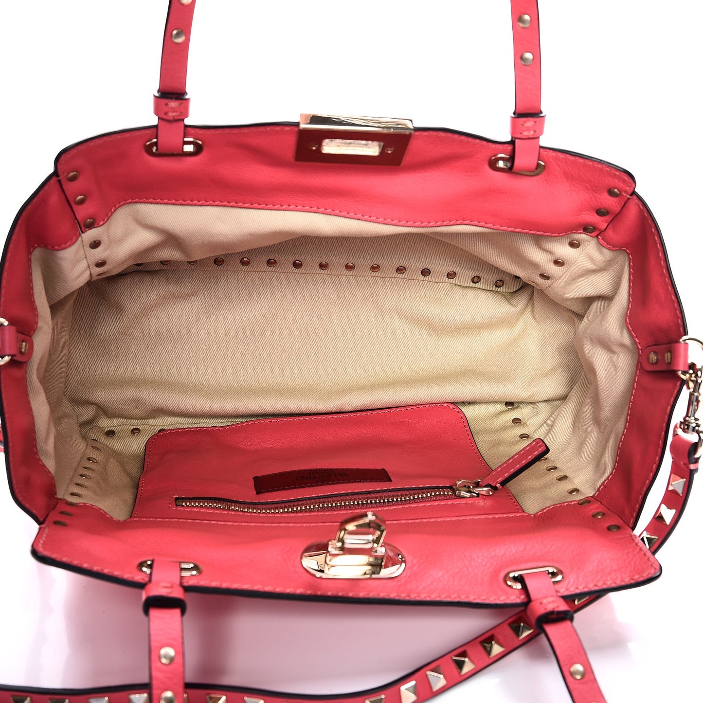 Vitello Small Rockstud Tote Deep Rose