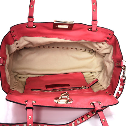Valentino Garavani Vitello Small Rockstud Tote Deep Rose 6 of 9