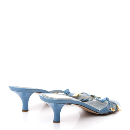 Louis Vuitton Patent Strappy Bow Sandals 37.5 Blue 4 of 10