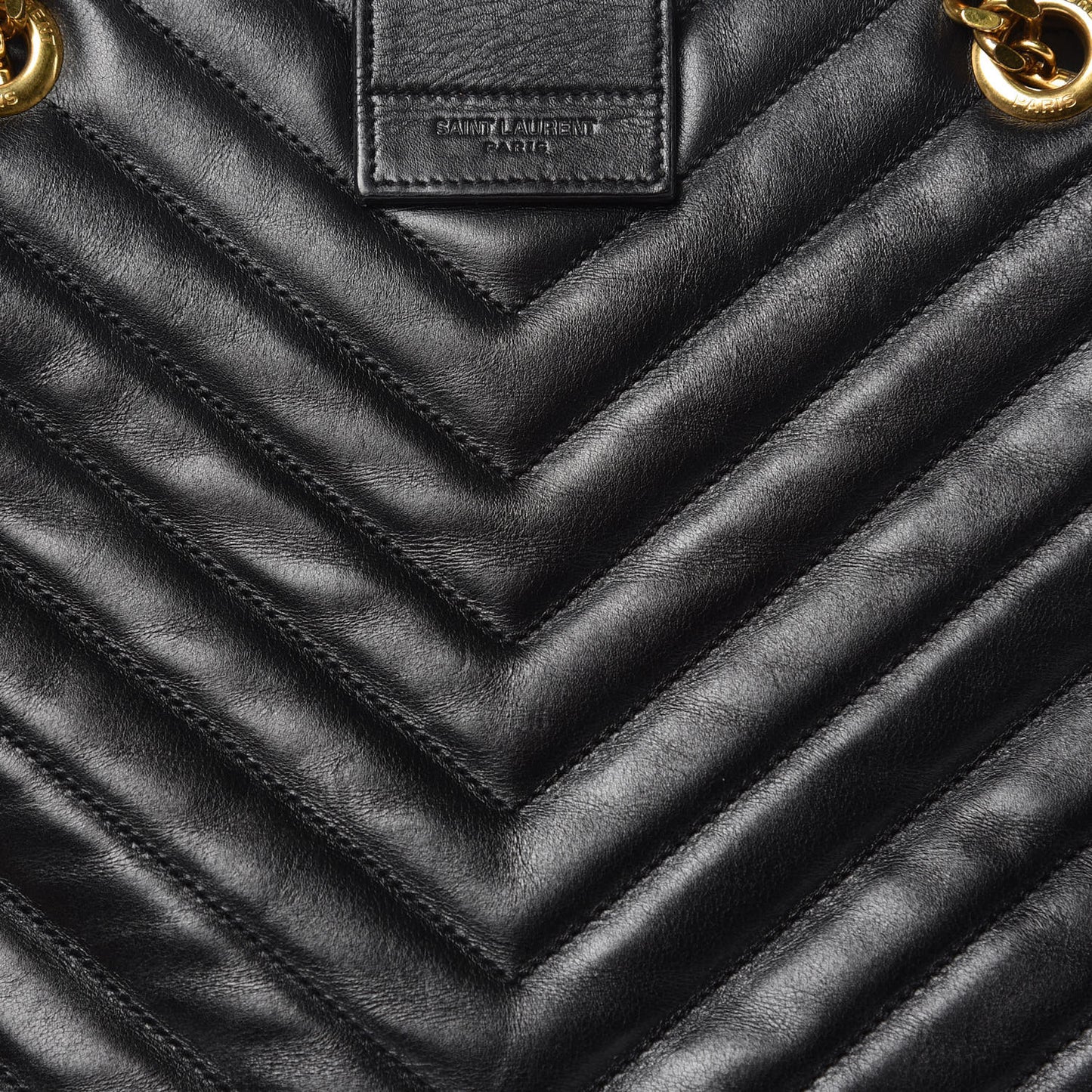 Lambskin Matelasse Chevron Monogram Shopping Bag Black
