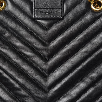 Saint Laurent Lambskin Matelasse Chevron Monogram Shopping Bag Black 15 of 16