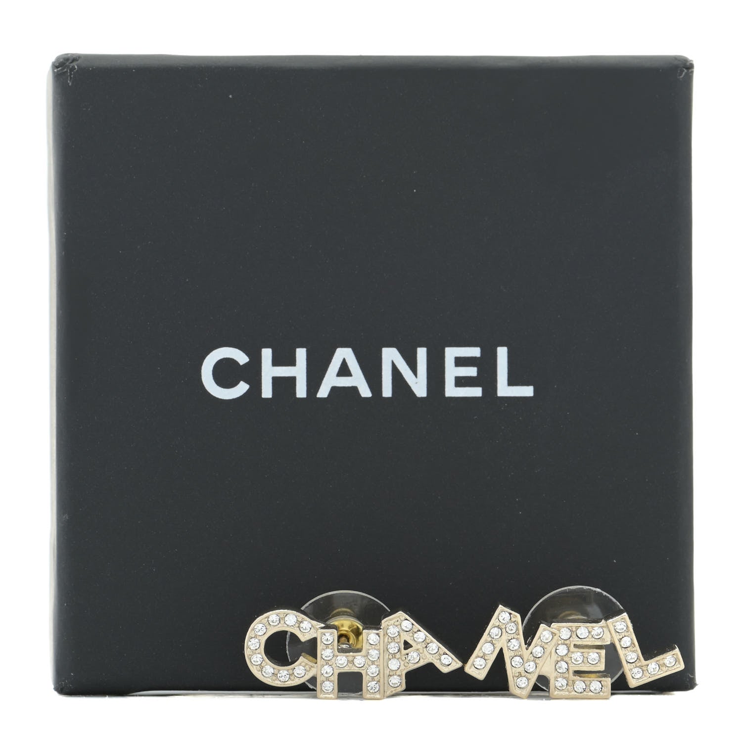 Chanel Crystal Pearl Signature Stud Earrings Gold 5 of 5