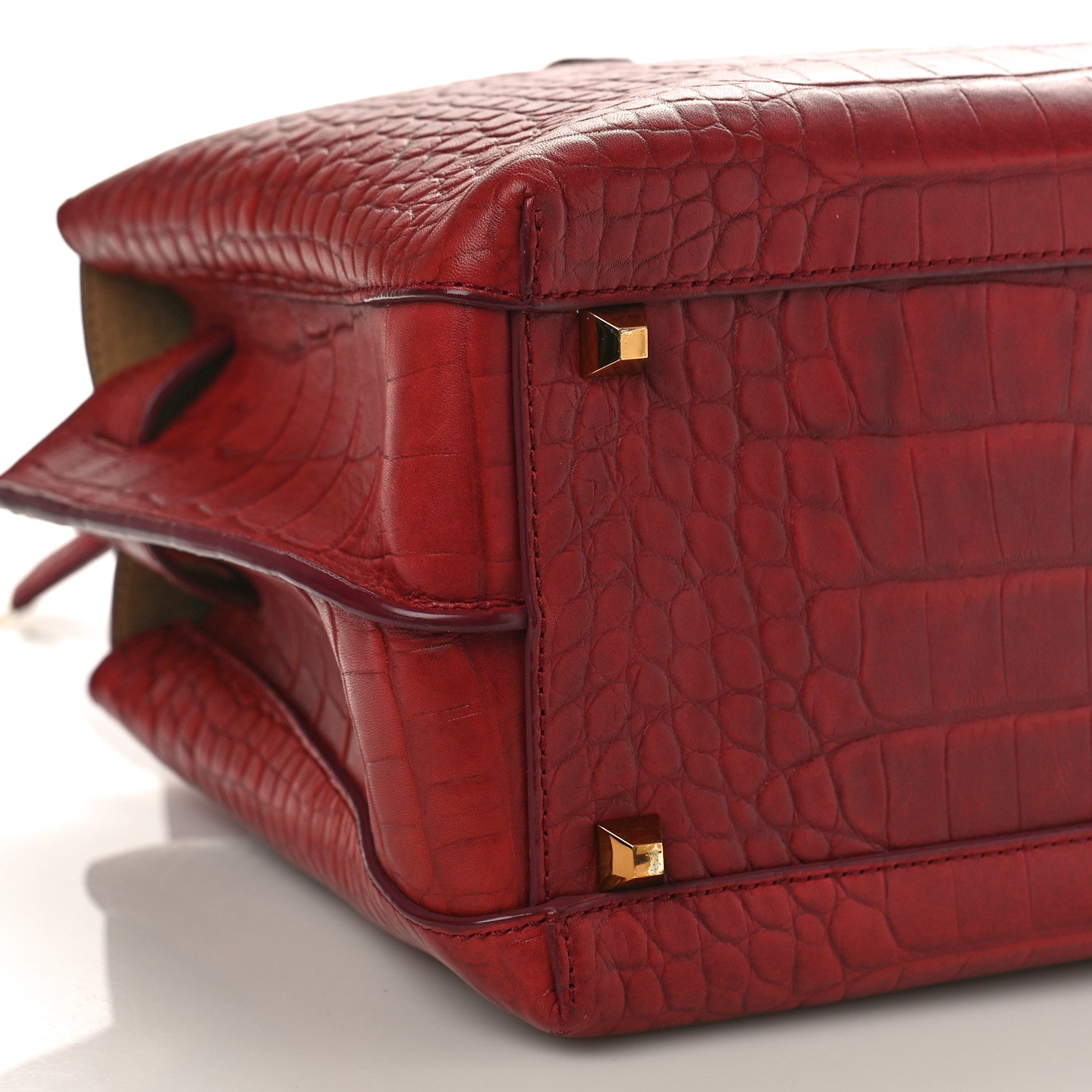 MCM Calfskin Crocodile Embossed Medium Milla Tote Ruby 8 of 9