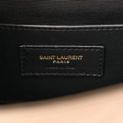 Saint Laurent Grain De Poudre Textured Mixed Matelasse Triquilt Small Monogram Satchel Taupe 6 of 14