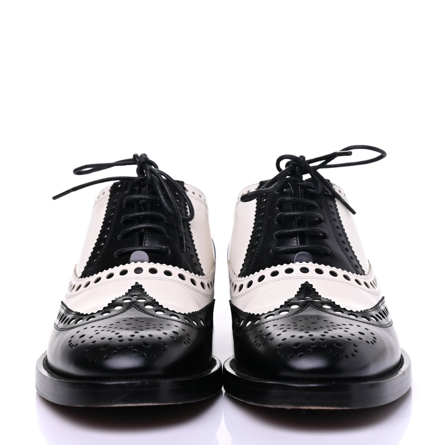 Calfskin Diorunit Oxford Flats 37.5 Black White