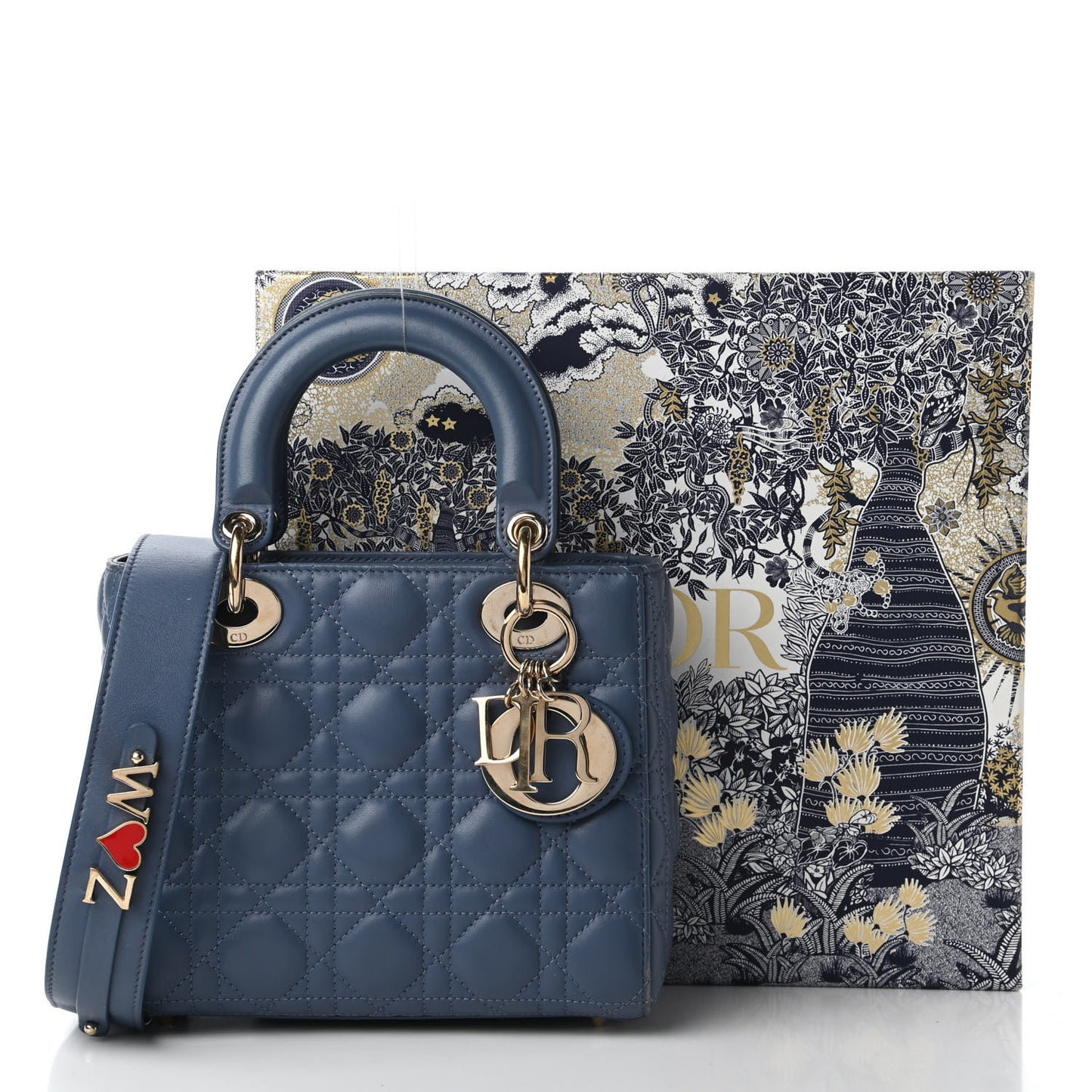 Lambskin Cannage Small My ABCDior Lady Dior Denim Blue