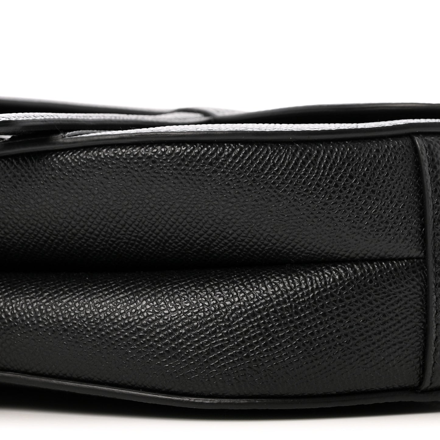 Grained Calfskin Saddle Bag With Strap Black