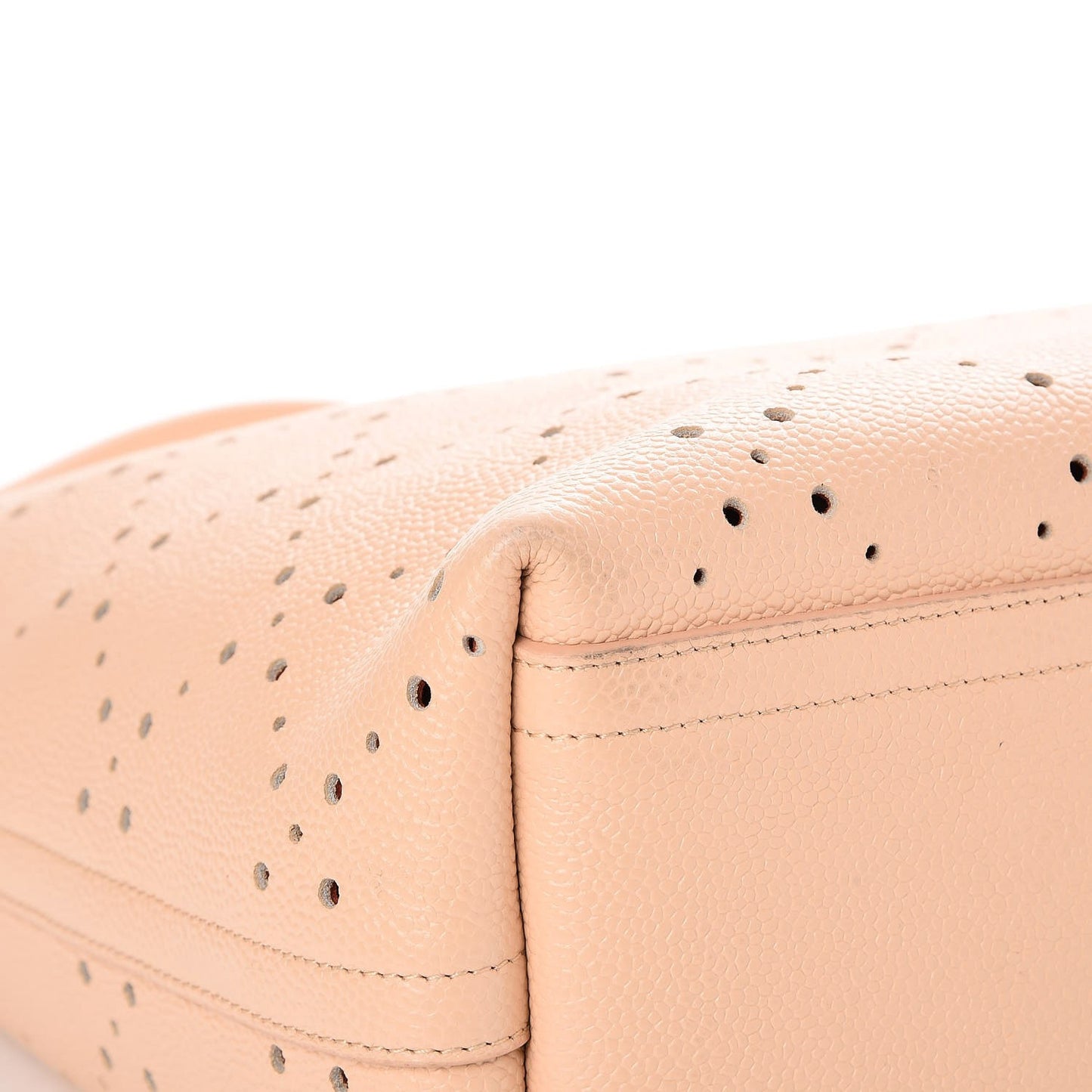Perforated Grained Calfskin Small Shopping Tote Light Coral