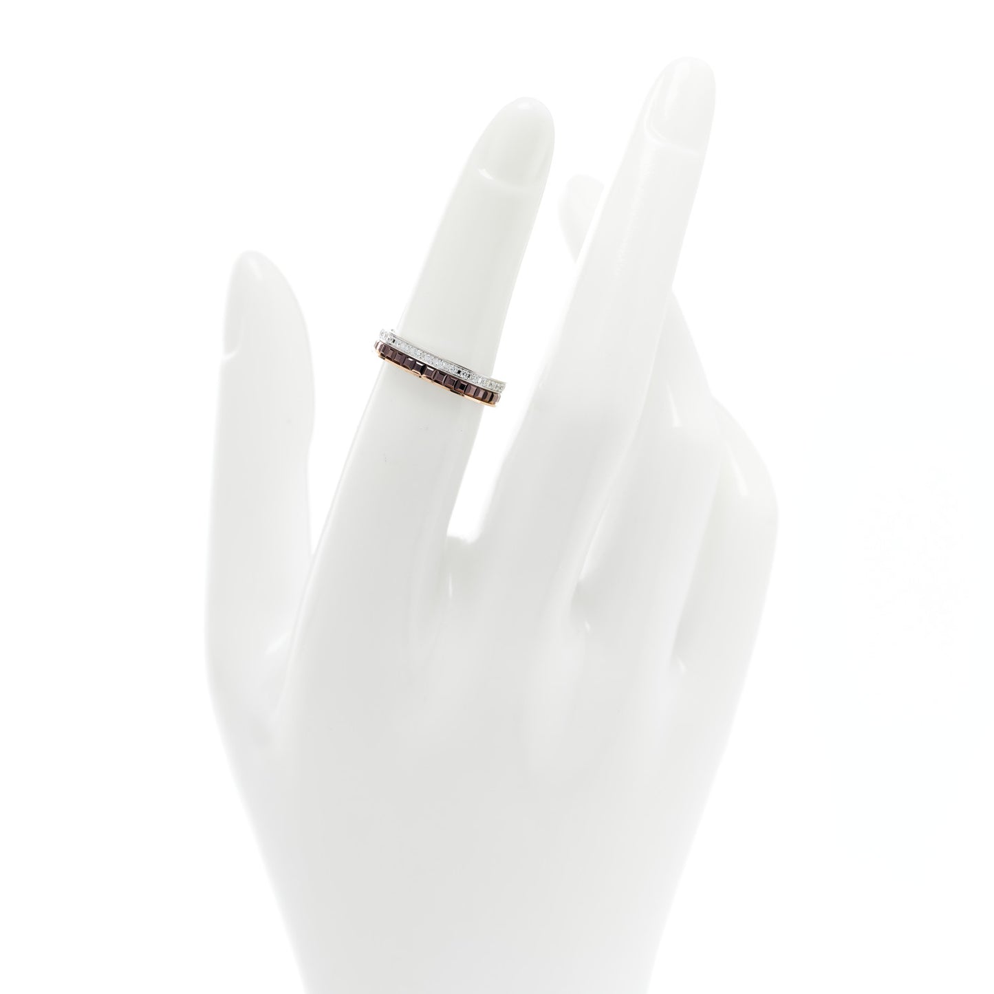 18K Pink White Gold PVD Diamond Quatre Classique Wedding Band Ring 49 5