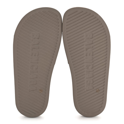 Balenciaga Rubber Allover Logo Pool Slide Sandals 36 Dark Mink 6 of 8