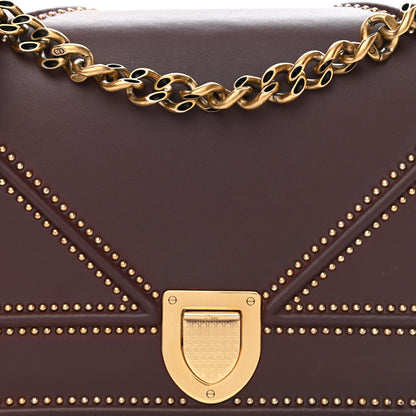 Christian Dior Calfskin Studded Medium Diorama Flap Bag Burgundy 6 of 8