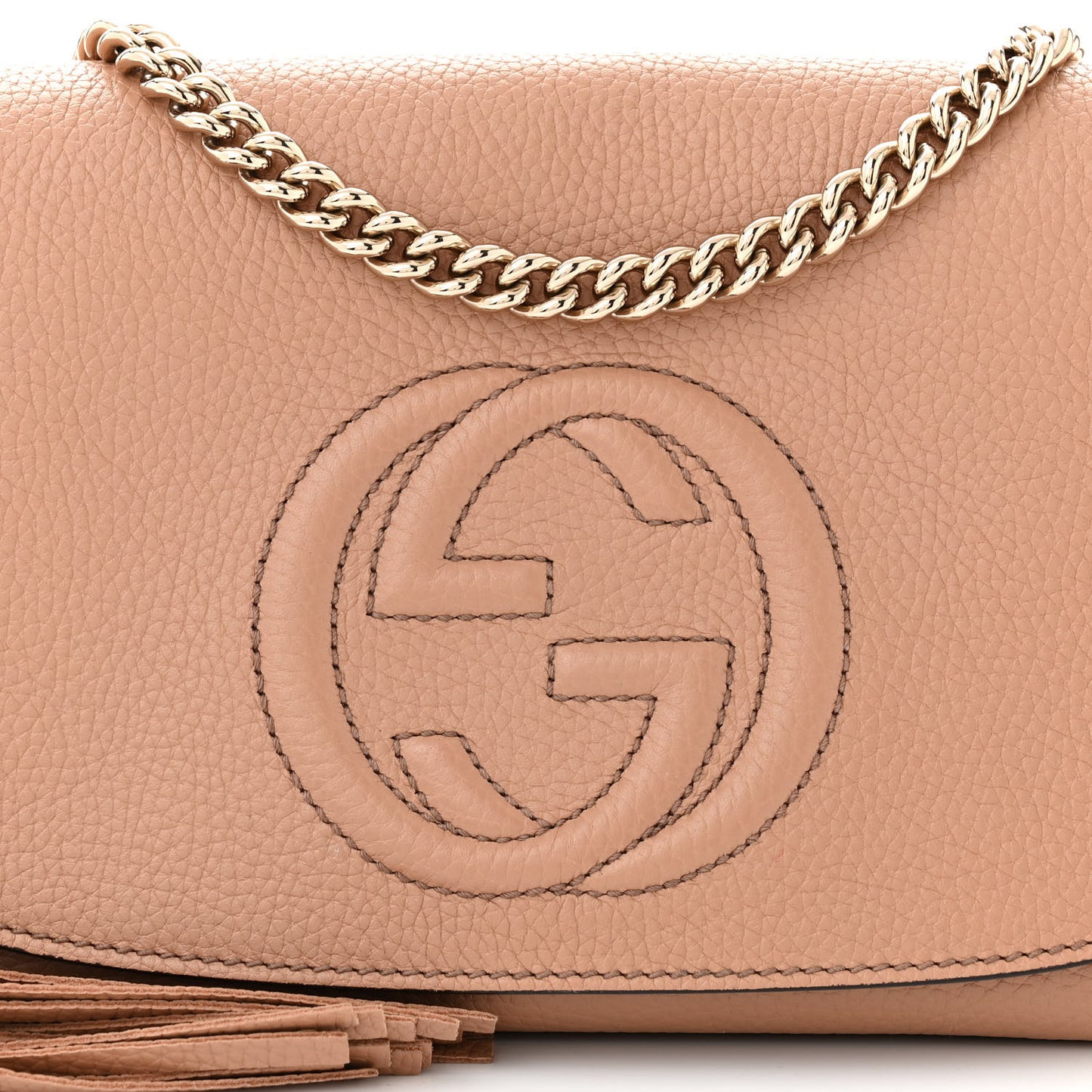 Pebbled Calfskin Medium Soho Flap Crossbody Camelia