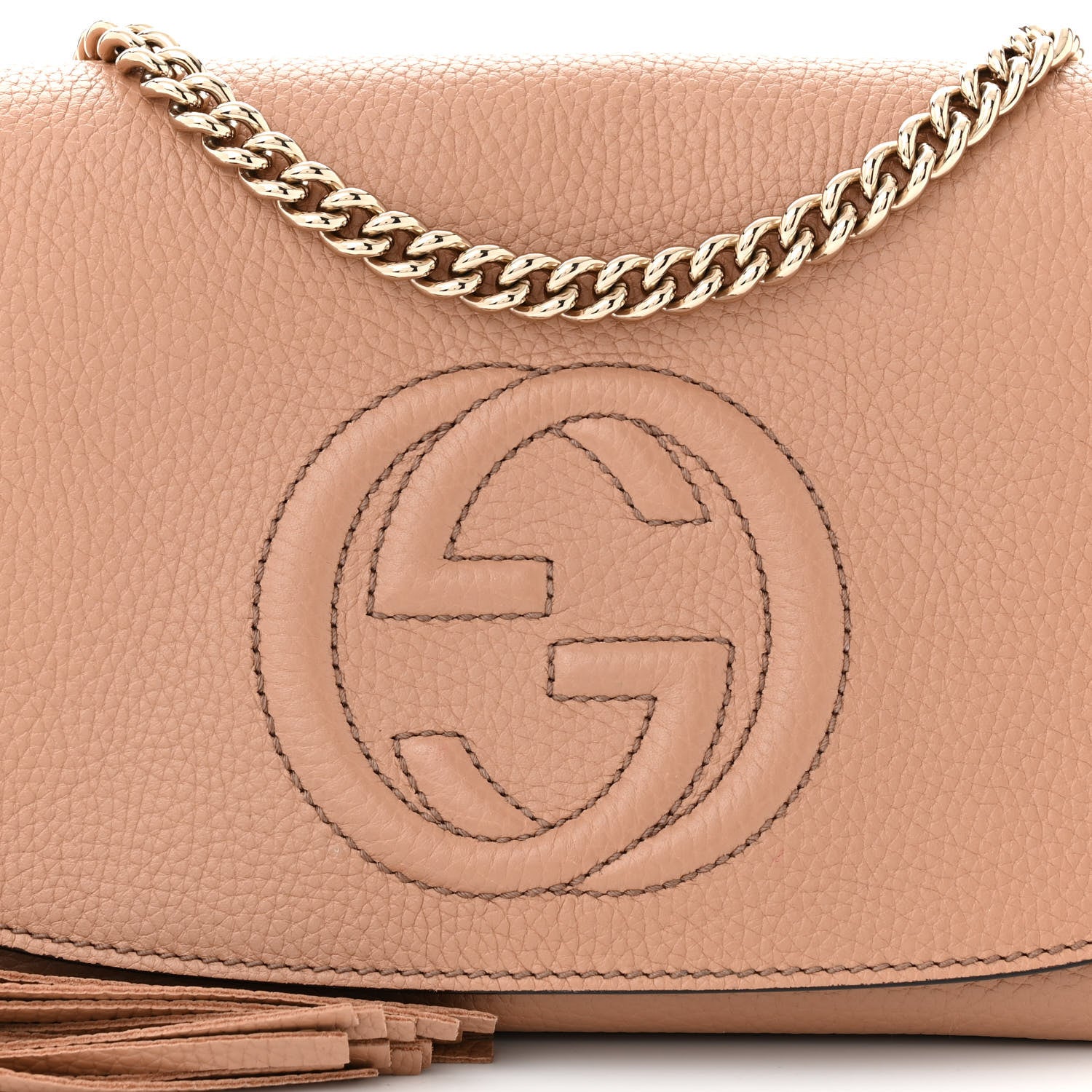 Gucci Pebbled Calfskin Medium Soho Flap Crossbody Camelia 8 of 10
