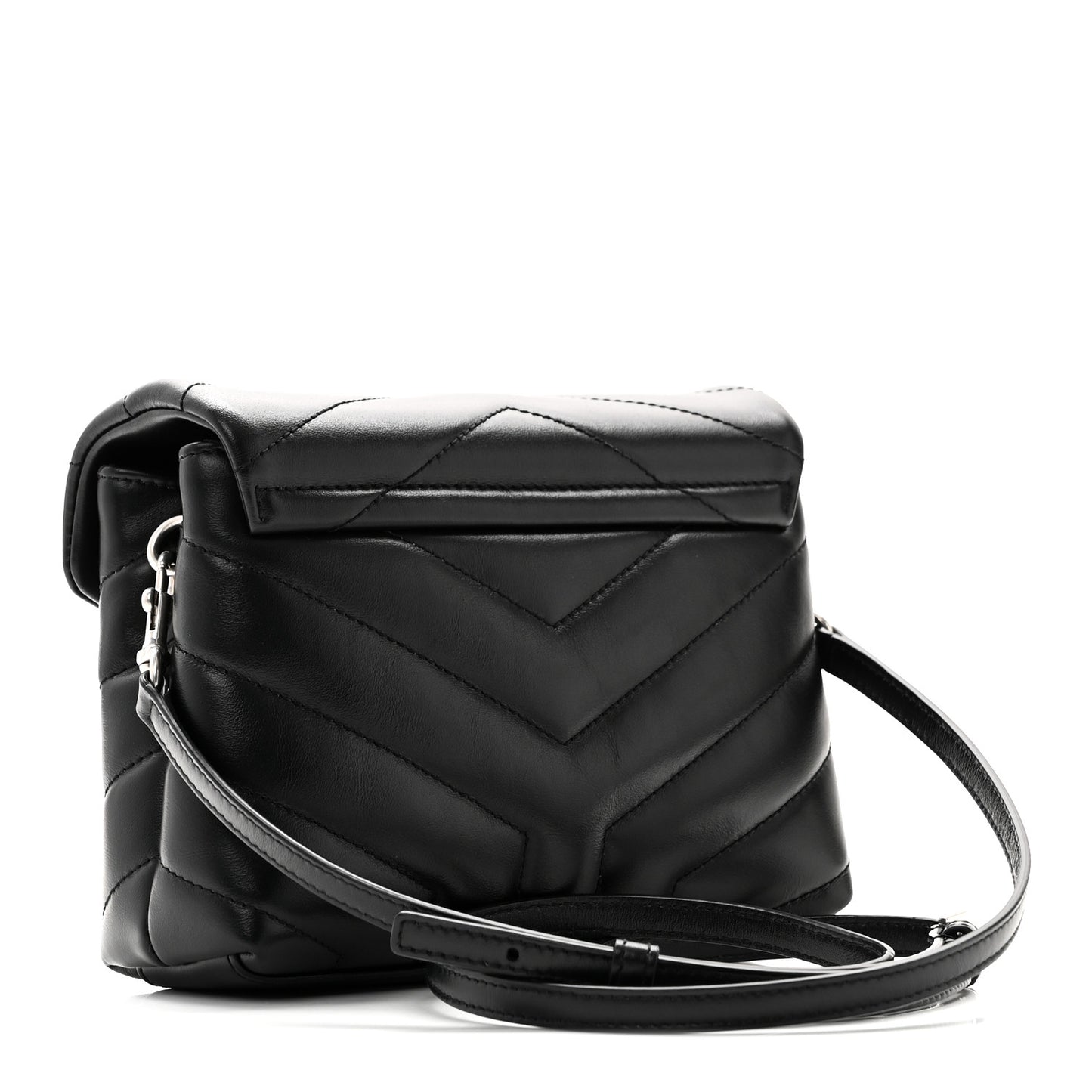 Calfskin Y Quilted Monogram Toy Loulou Crossbody Bag Black