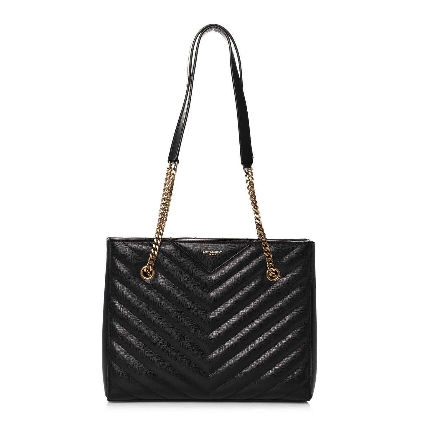 Grain De Poudre Matelasse Chevron Small Tribeca Shopping Bag Black