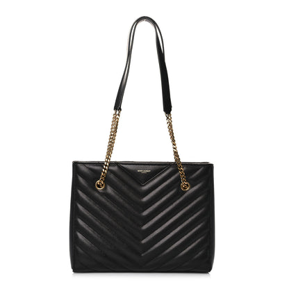 Saint Laurent Grain De Poudre Matelasse Chevron Small Tribeca Shopping Bag Black 1 of 11
