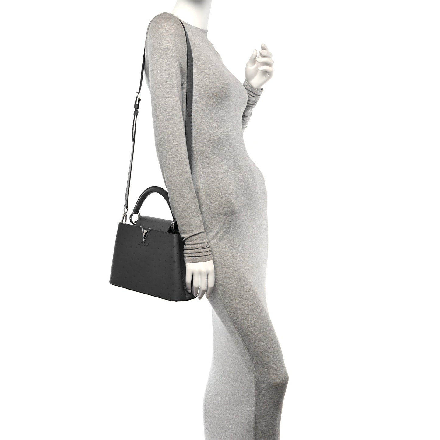 Ostrich Capucines BB Saphir