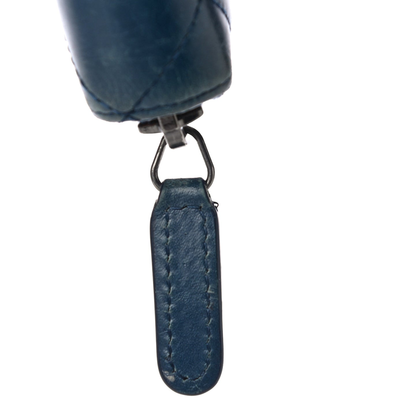 Glazed Calfskin Quilted Small Coco Boy Zip Around Wallet Blue