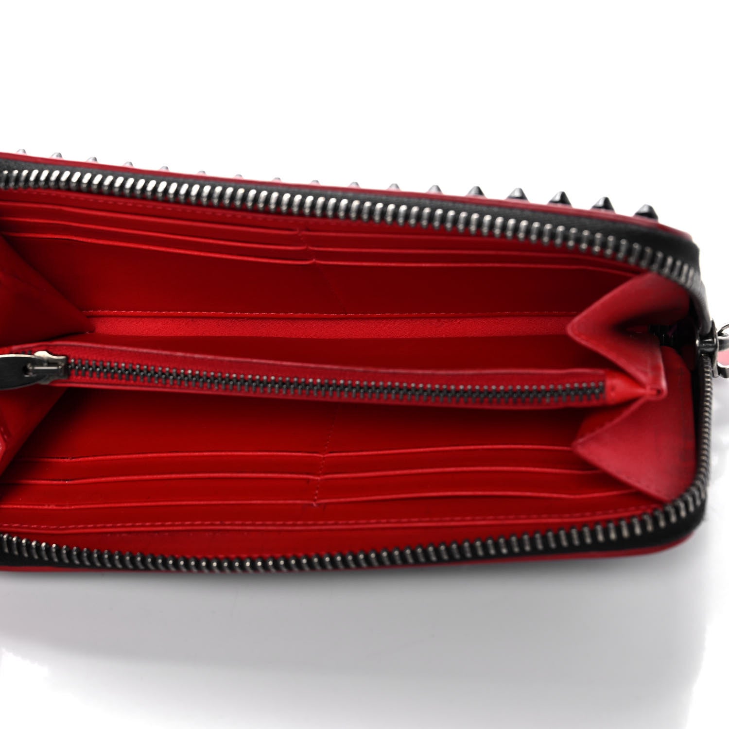 Christian Louboutin Calfskin Panettone Spiked Zip Around Wallet Black 5 of 13