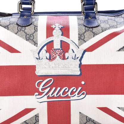 Gucci GG Plus Monogram Sloaney Union Jack British Flag Medium Boston Blue 13 of 13