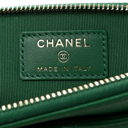 Chanel Lambskin Quilted Chanel 19 Zip Card Holder Wallet Green 6 of 8