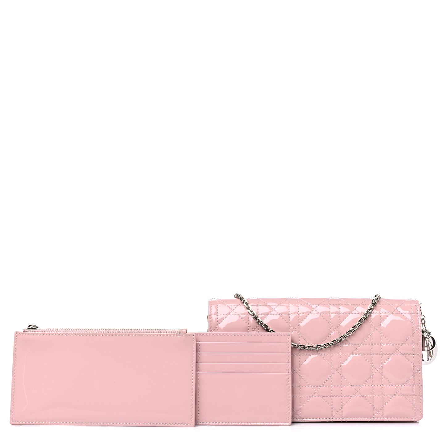 Patent Cannage Lady Dior Convertible Clutch Light Pink