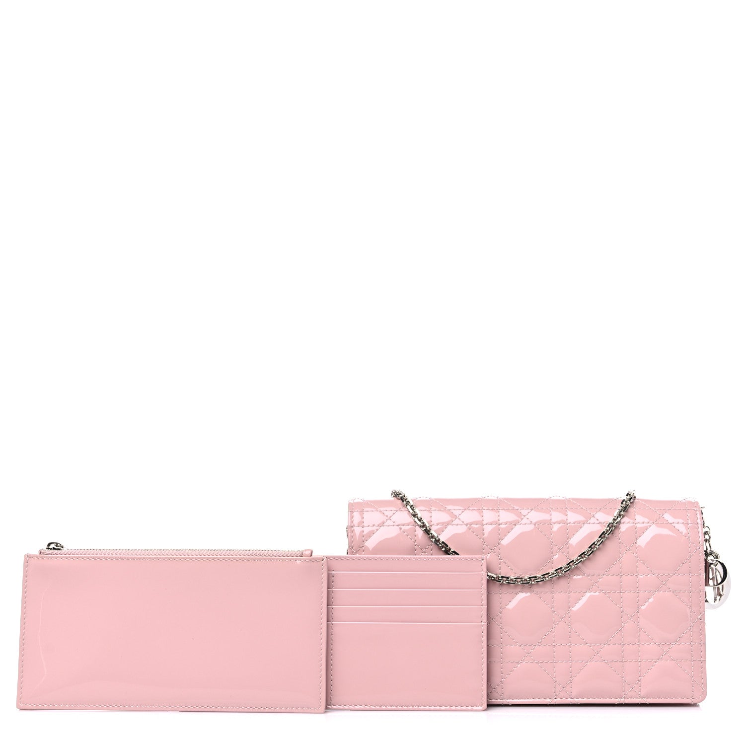 Christian Dior Patent Cannage Lady Dior Convertible Clutch Light Pink 1 of 10