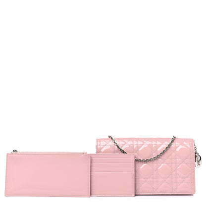 Christian Dior Patent Cannage Lady Dior Convertible Clutch Light Pink 1 of 10