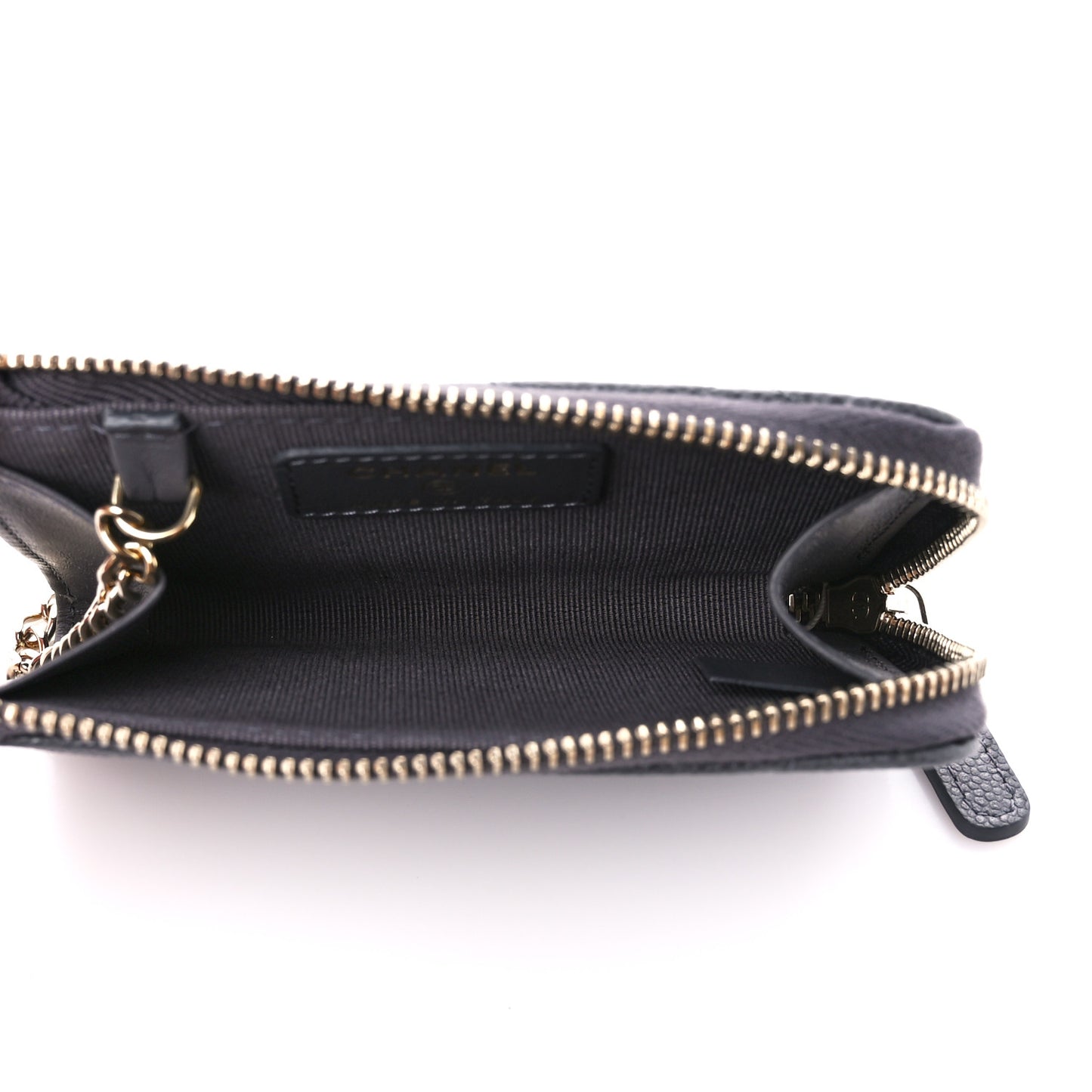 Caviar Quilted Zipped Key Holder Case Gray