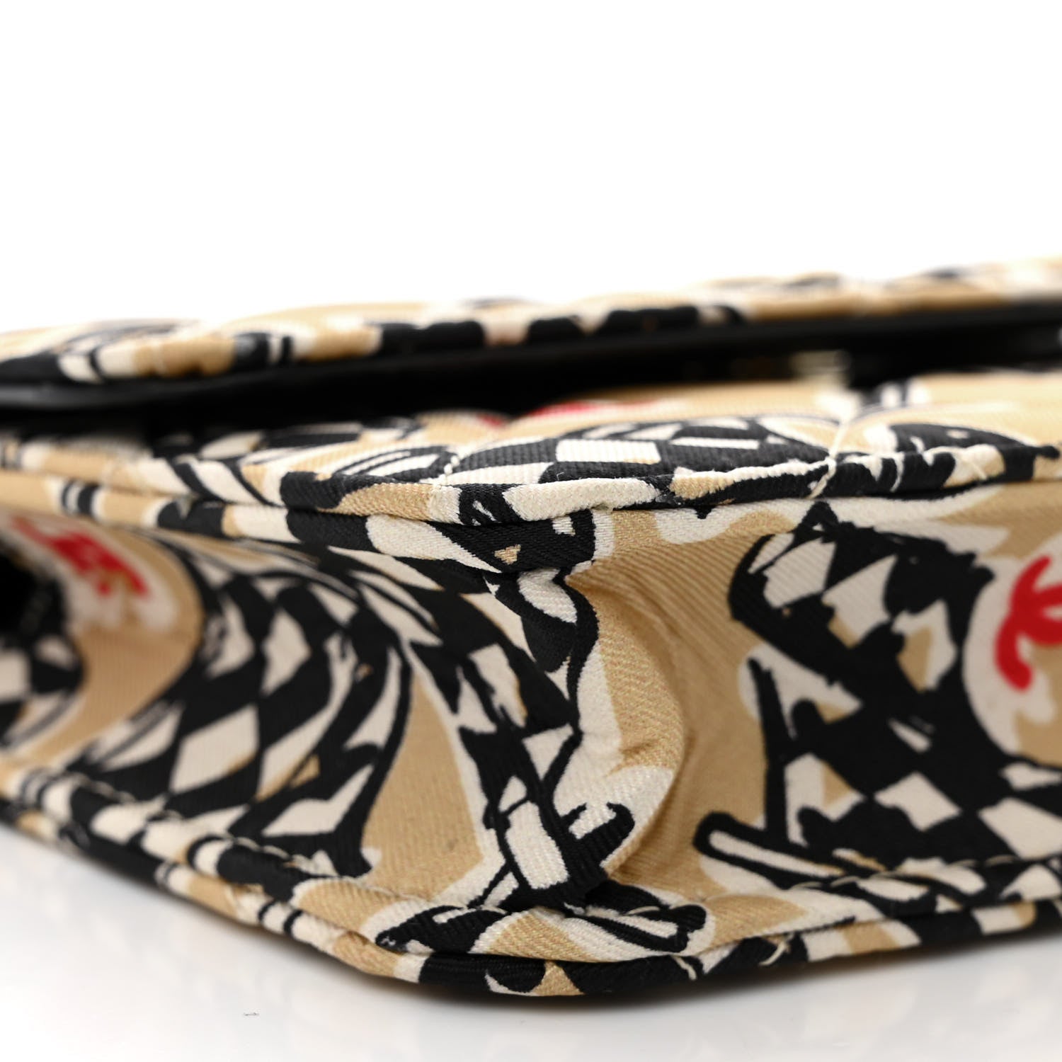 Chanel Canvas Check Flag Printed CC Clutch With Chain Beige Multicolor 10 of 12