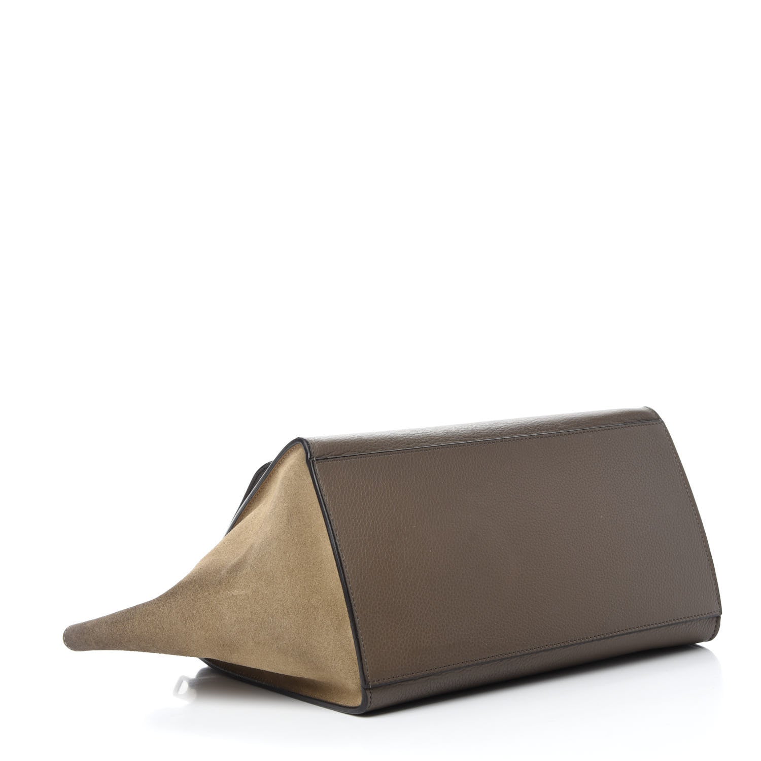 Celine Drummed Calfskin Suede Small Trapeze Taupe 4 of 14