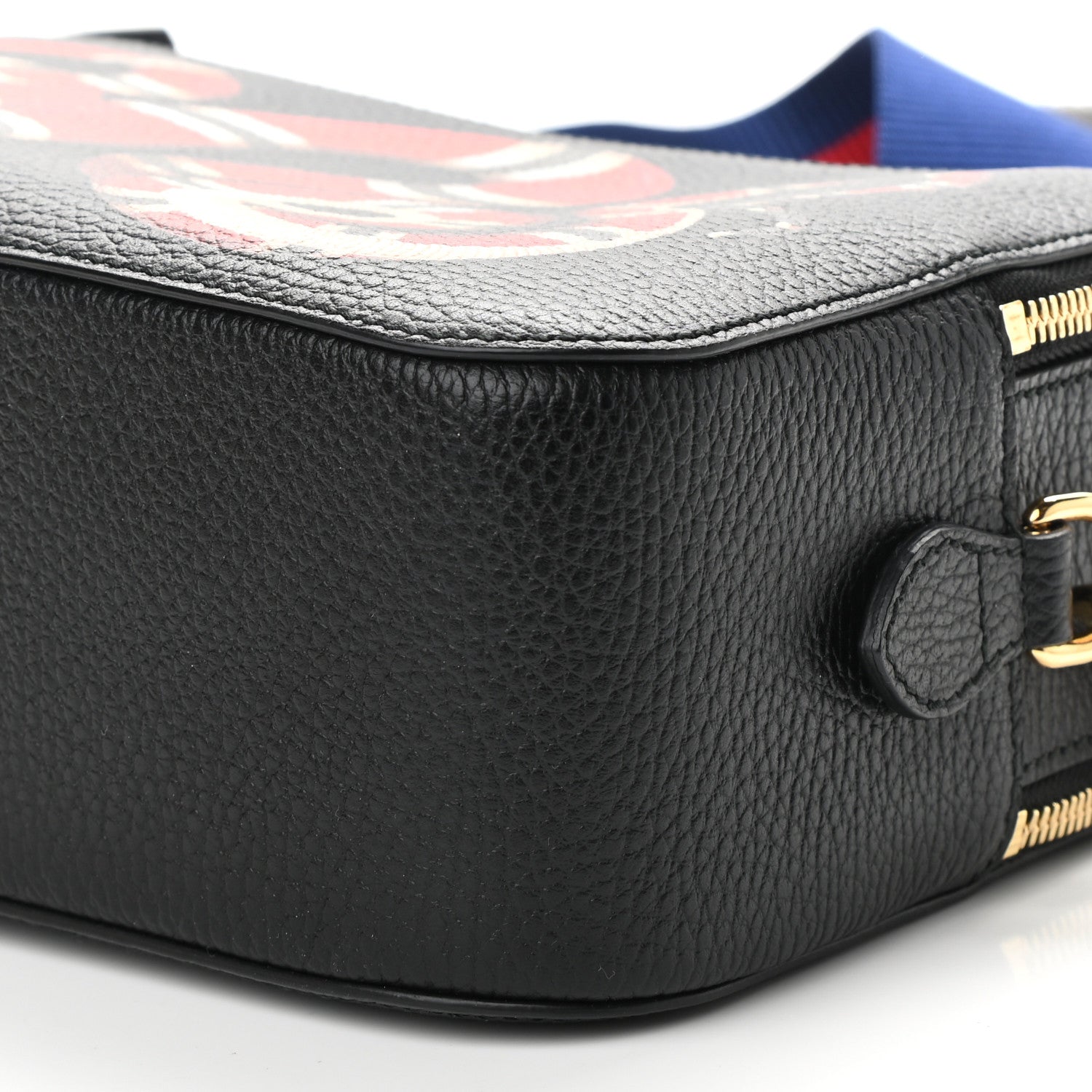 Gucci Grained Calfskin Sylvie Web Kingsnake Small Camera Bag Black Multicolor 10 of 12
