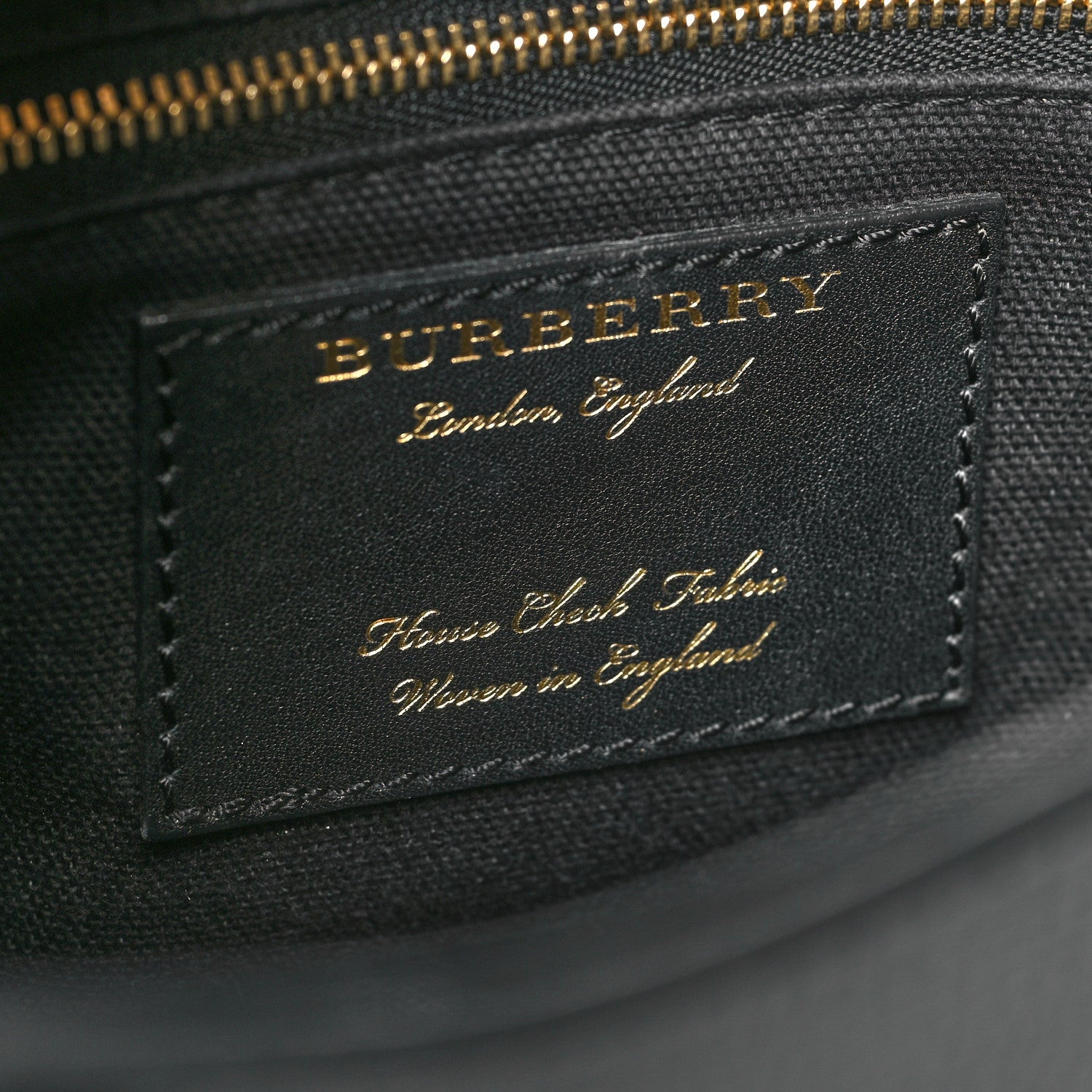 Burberry Derby Calfskin House Check Small Banner Tote Black 6 of 14