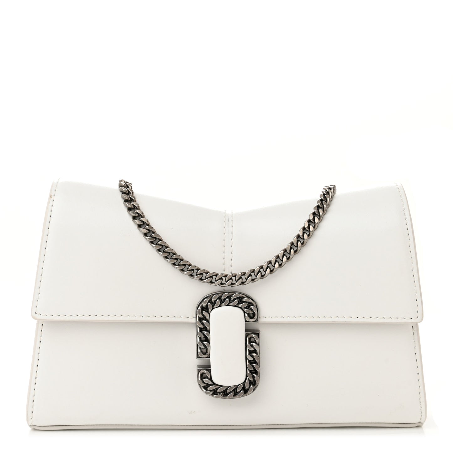 Calfskin Saint Marc Chain Wallet White