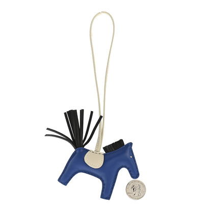 Hermes Milo Lambskin Grigri Rodeo Horse Bag Charm PM Bleu France Nata Black 2 of 5