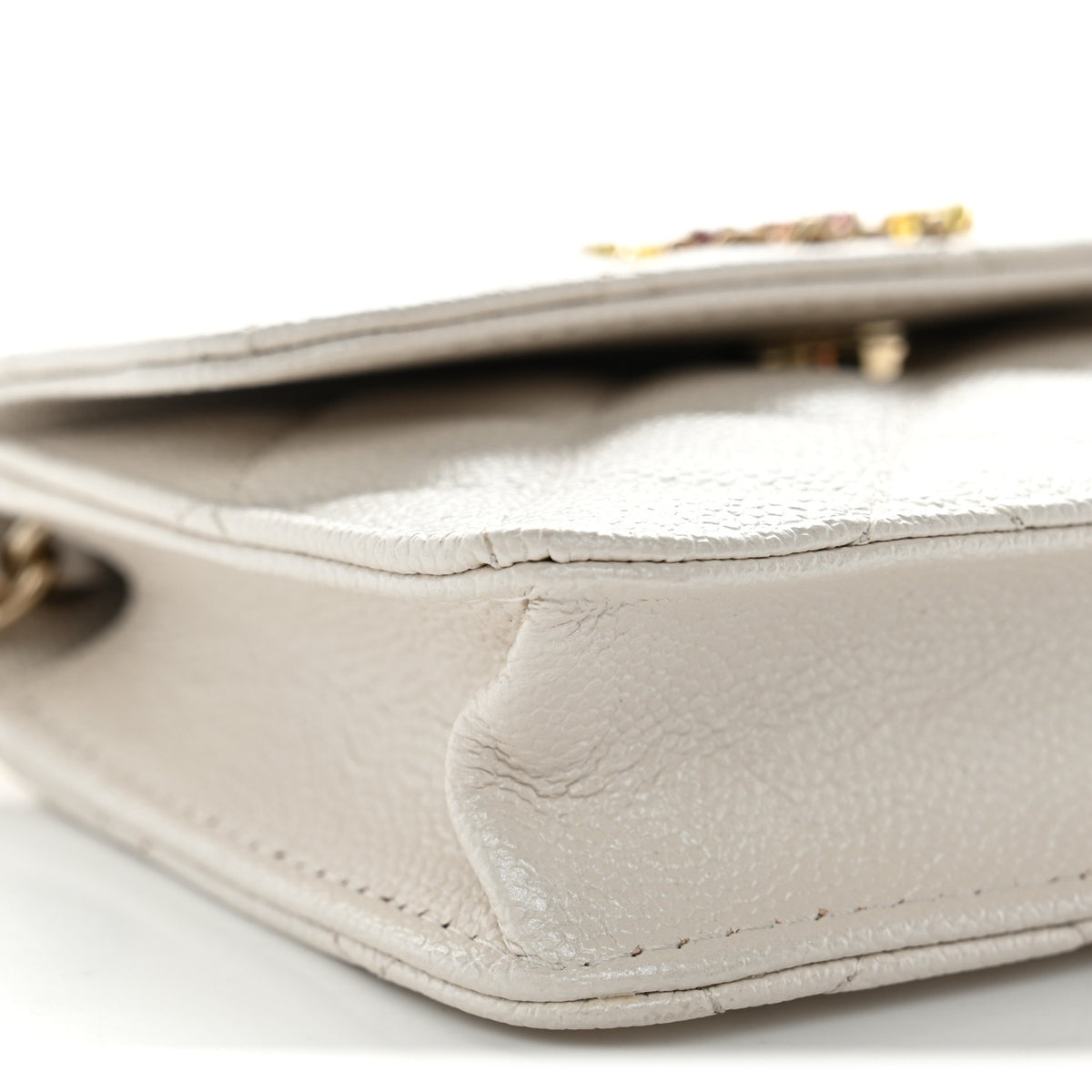 Chanel Iridescent Caviar Quilted Crystal CC Card Holder With Chain White Multicolor 10 of 11