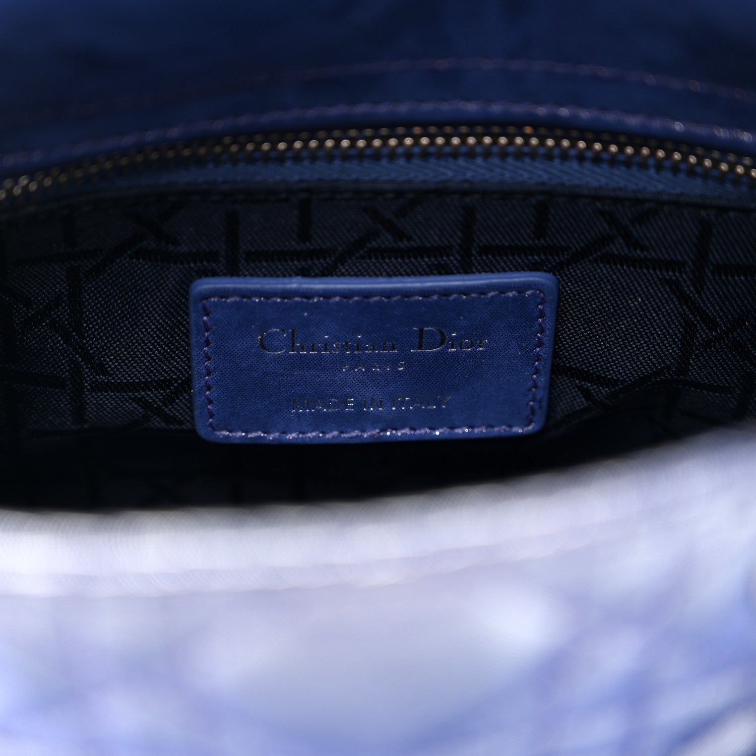 Christian Dior Metallic Lambskin Cannage Mini Lady Dior Dew Bleu 7 of 9