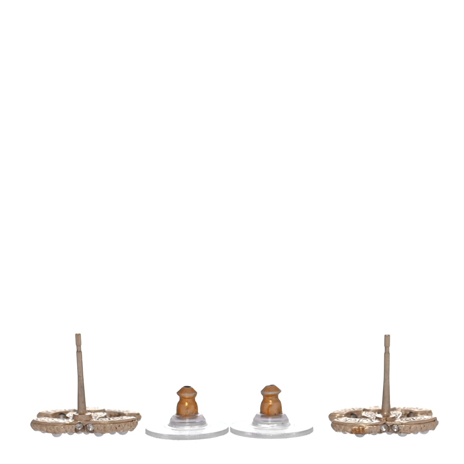 Chanel Pearl Crystal CC Stud Earrings Gold 3 of 5