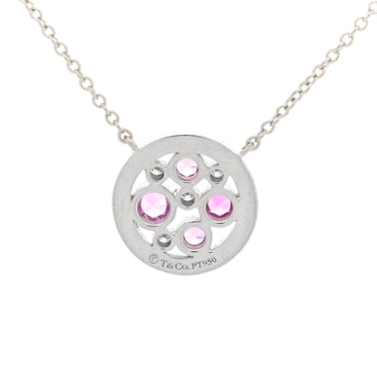 Tiffany Platinum Diamond Pink Sapphire Cobblestone Pendant Necklace 4 of 5