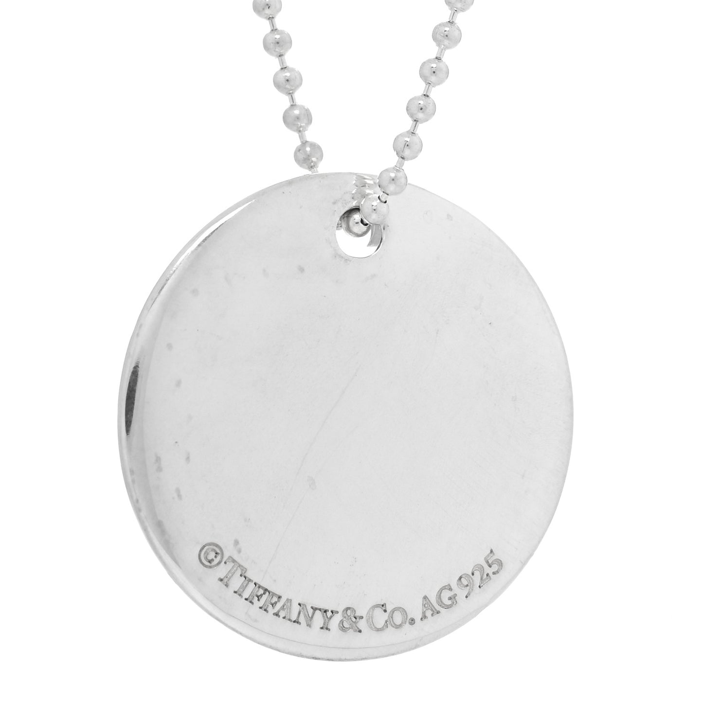 Sterling Silver Letter M Disc Pendant Necklace