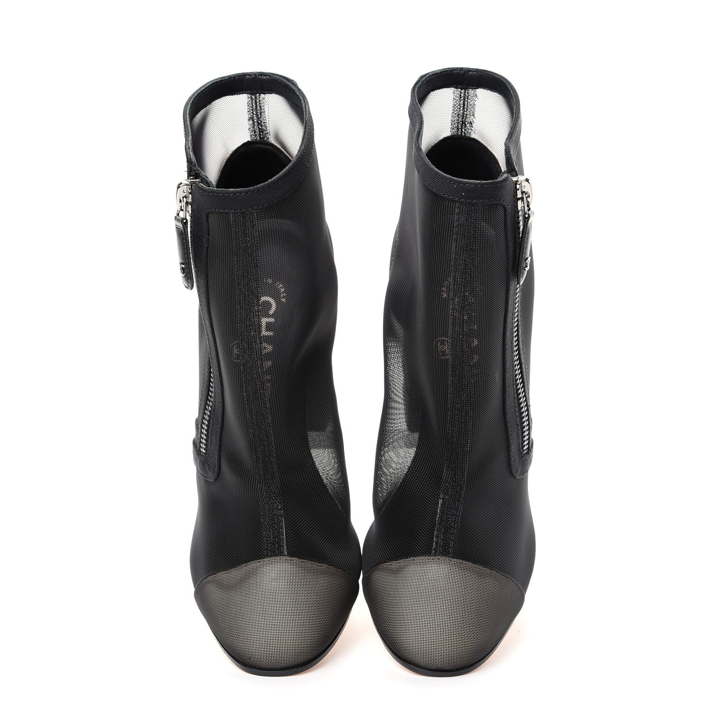 Mesh Grosgrain Cap Toe Short Boots 37.5 Beige Black