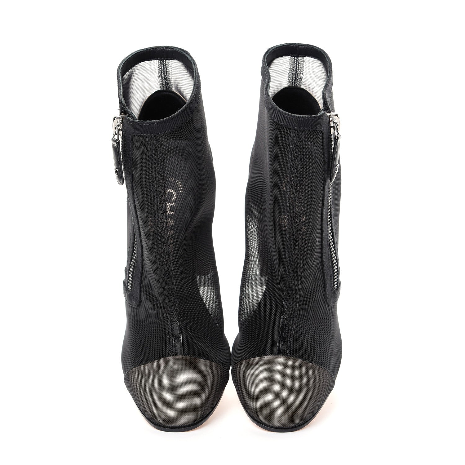 Chanel Mesh Grosgrain Cap Toe Short Boots 37.5 Beige Black 5 of 11