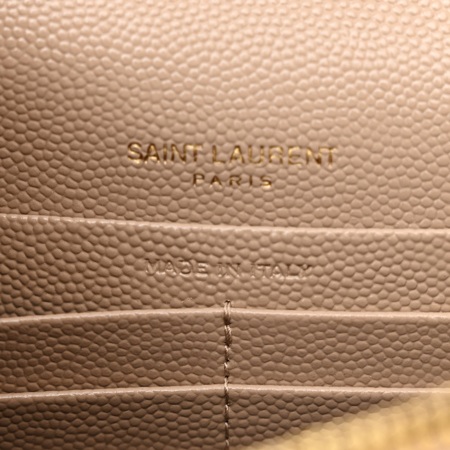 Saint Laurent Grain De Poudre Matelasse Chevron Monogram Envelope Chain Wallet Dark Beige 7 of 11